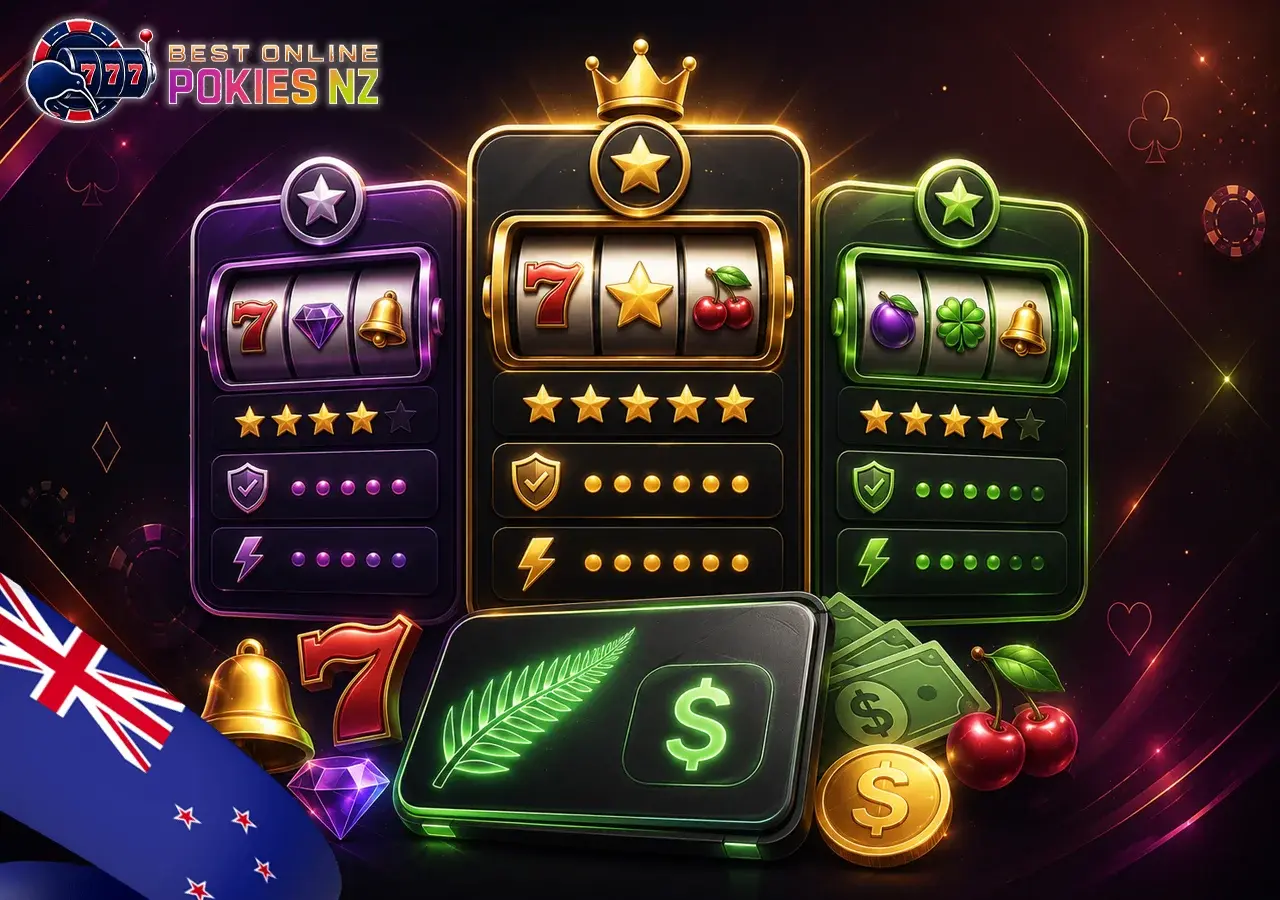 Best real money online pokies sites in NZ with casino ranking, NZD balance, license, and withdrawal speed